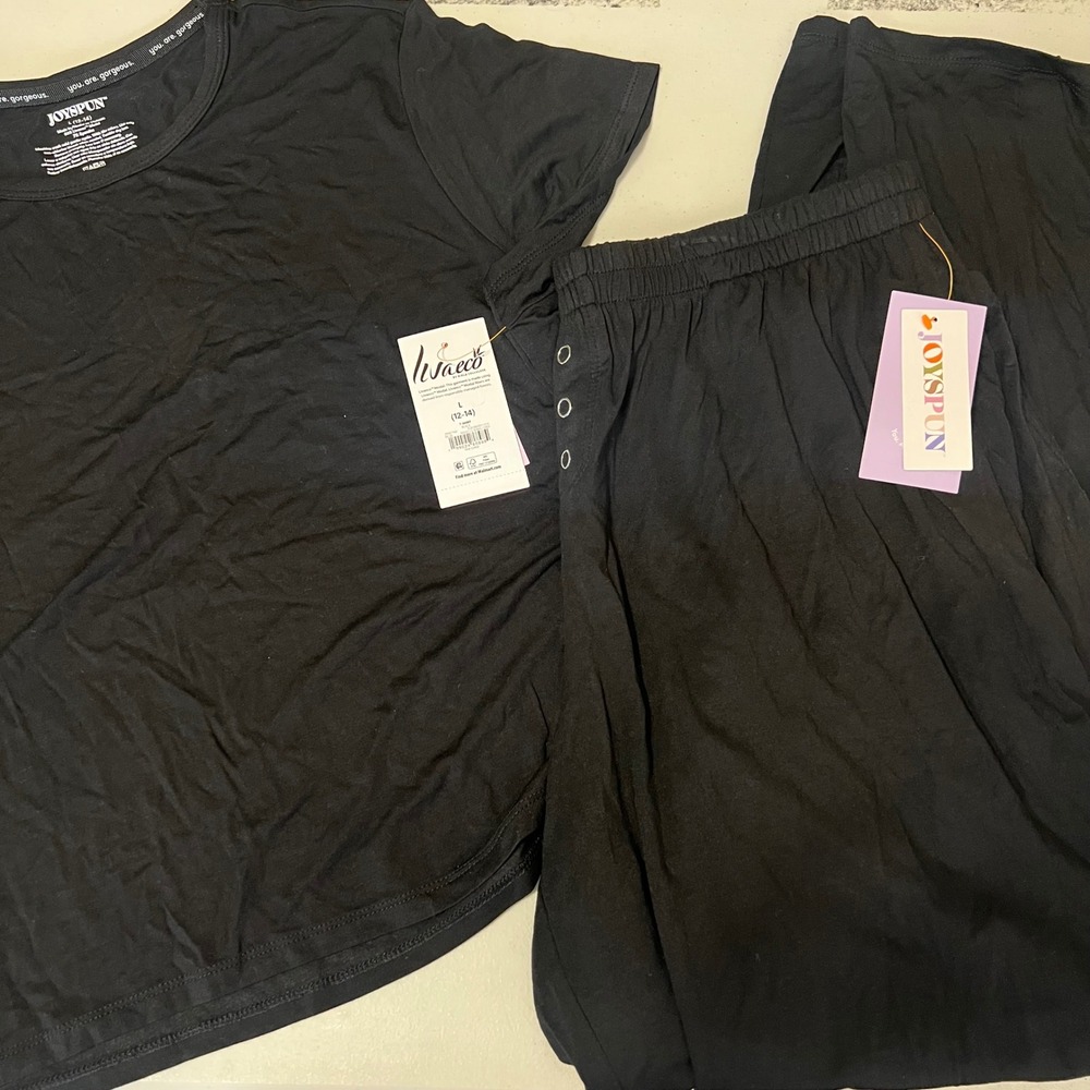 Joyspun Womens Livaeco Modal Pajama Set Loungewear Black Large